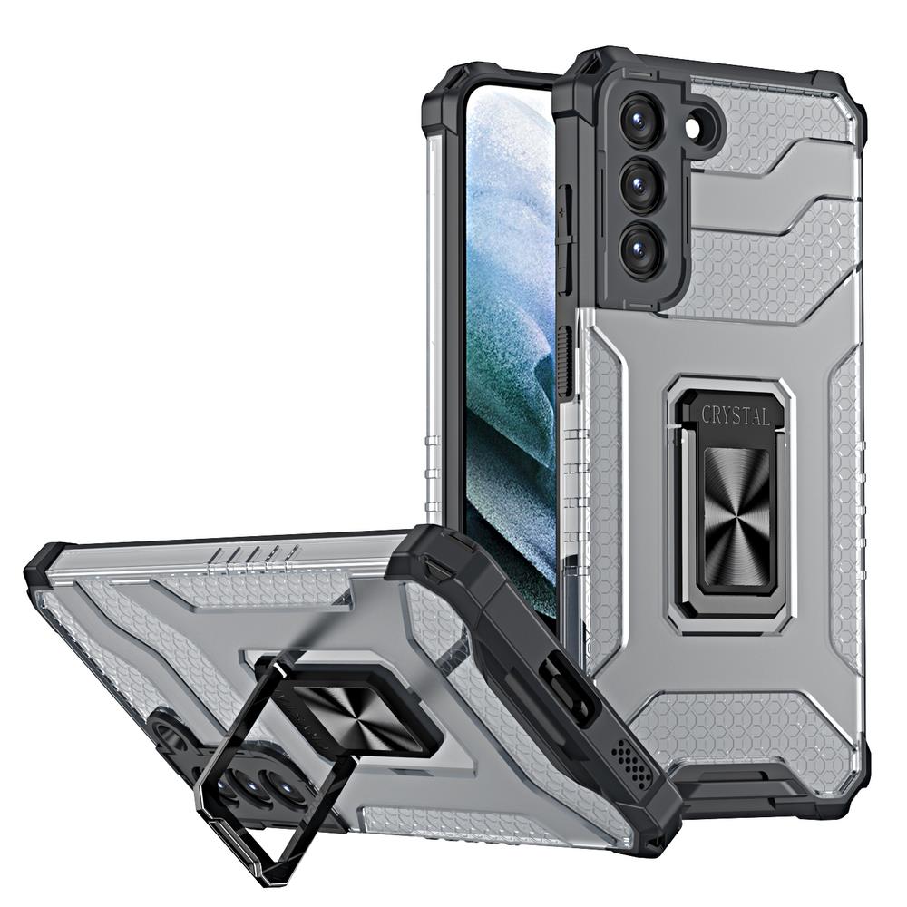 Crystal Ring Case robust hybrid cover + magnetisk holder til Samsung Galaxy S22 + (S22 Plus) sort
