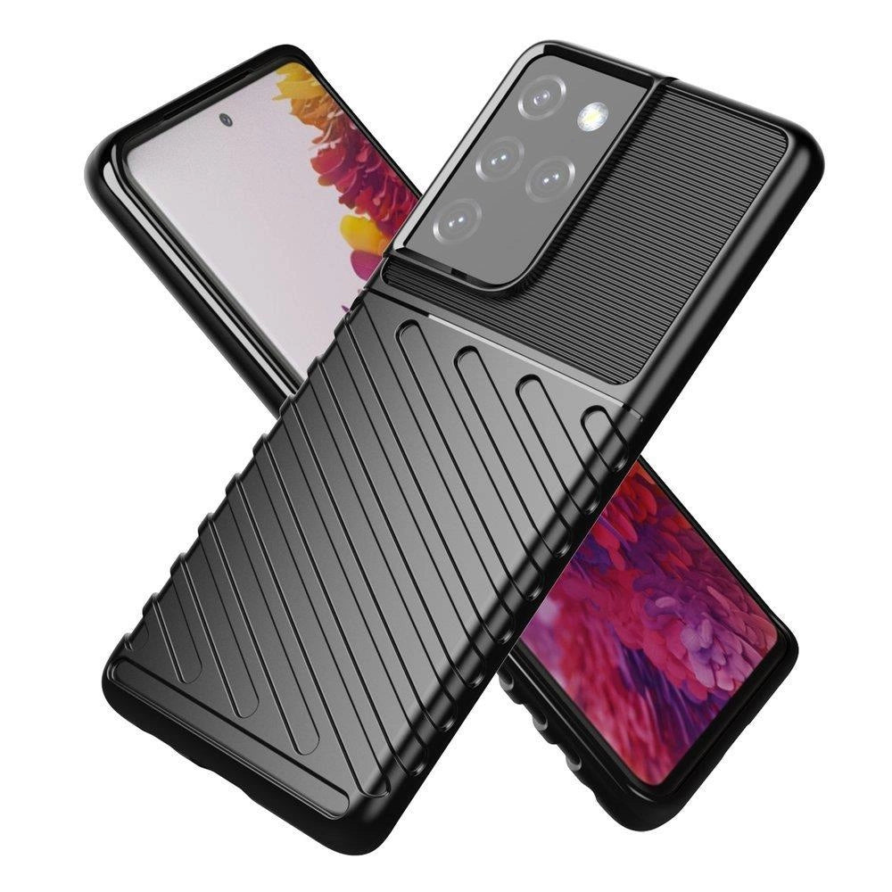 Thunder Case fleksibelt pansret cover til Samsung Galaxy S22 Ultra blå