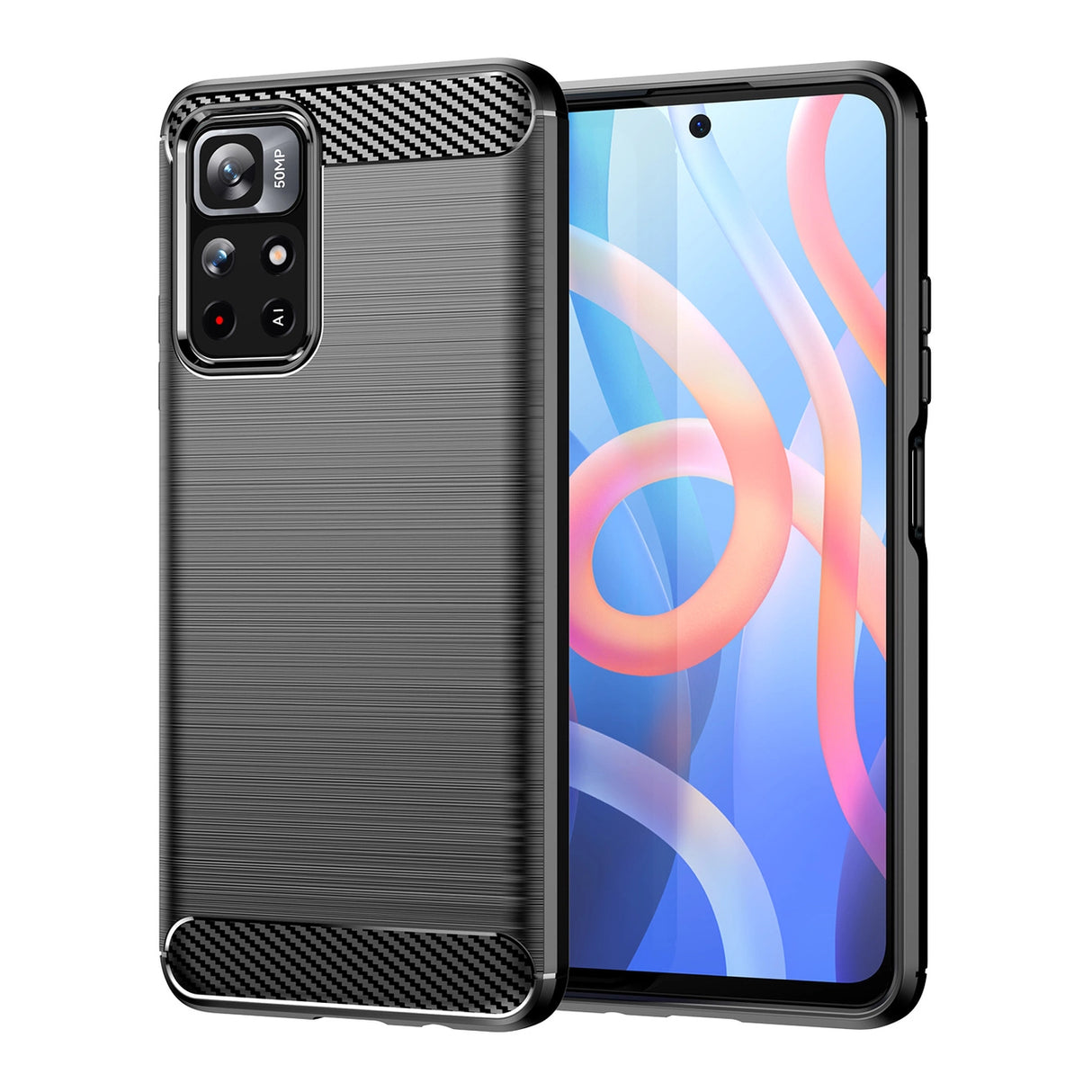 Carbon Case Flexible Cover Sleeve til Xiaomi Redmi Note 11 sort