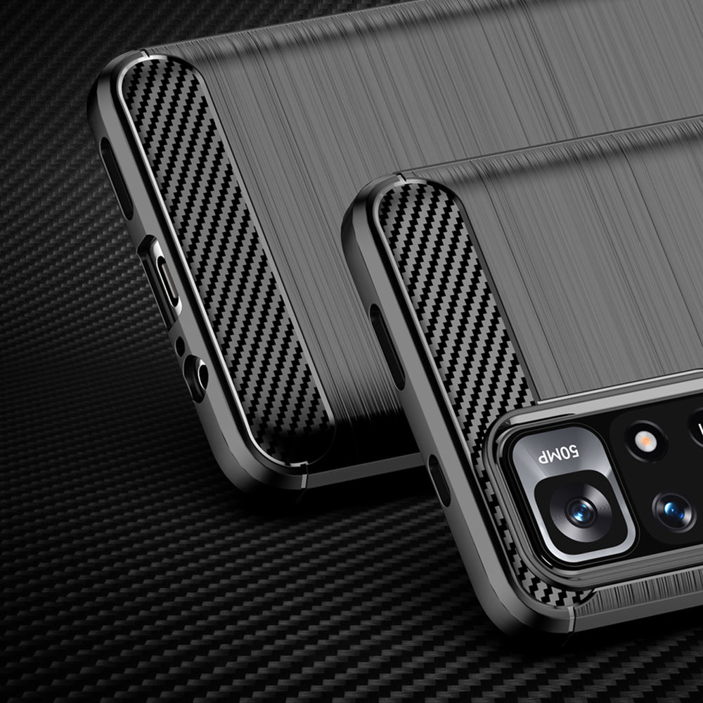 Carbon Case Flexible Cover Sleeve til Xiaomi Redmi Note 11 sort