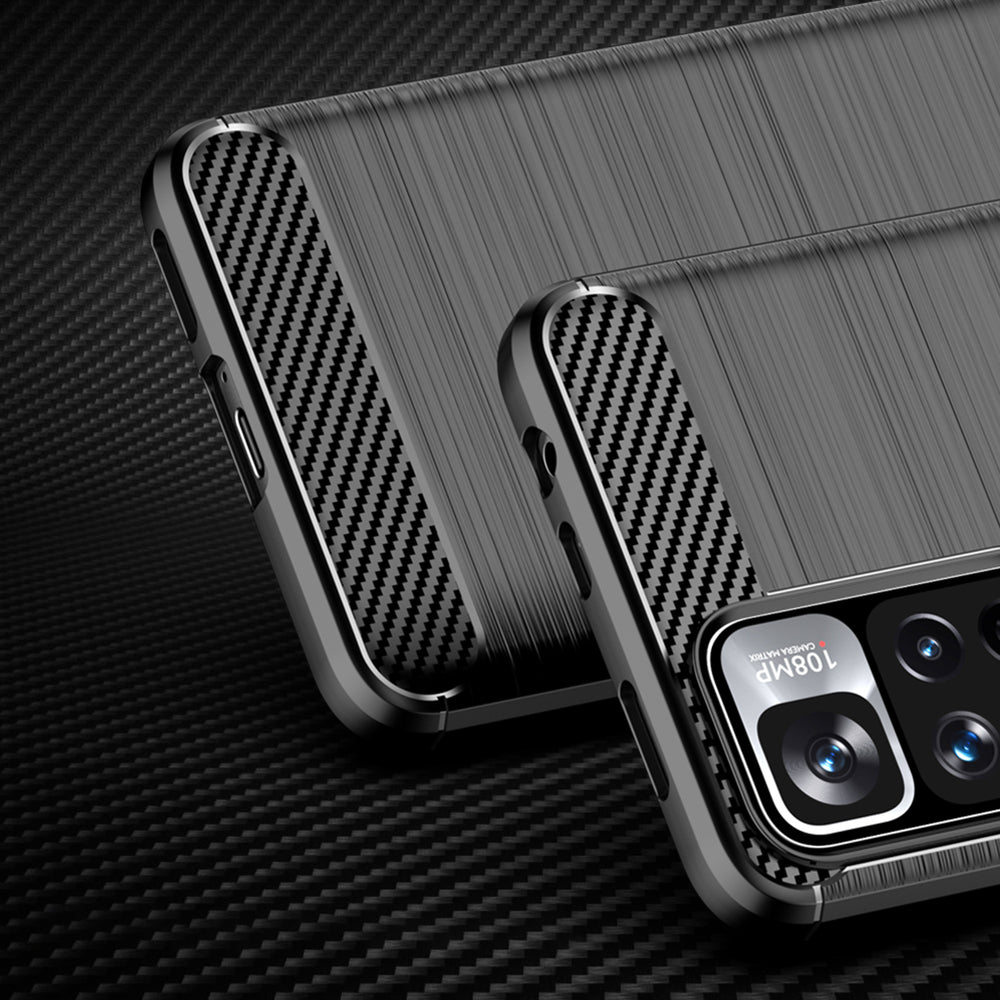 Carbon Case fleksibelt cover til Xiaomi Redmi Note 11 Pro+ 5G (Kina) / 11 Pro 5G (Kina) / Mi11i HyperCharge / Poco X4 NFC sort