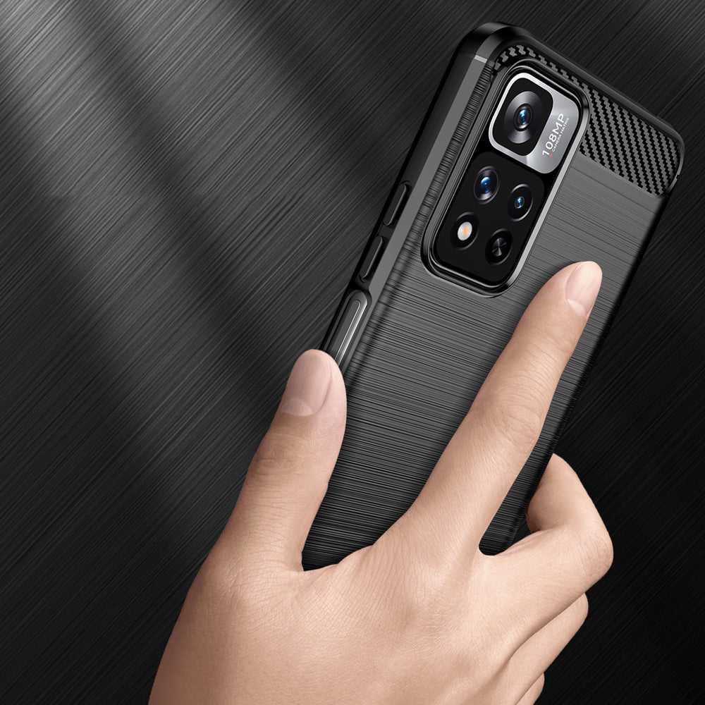 Carbon Case fleksibelt cover til Xiaomi Redmi Note 11 Pro+ 5G (Kina) / 11 Pro 5G (Kina) / Mi11i HyperCharge / Poco X4 NFC sort
