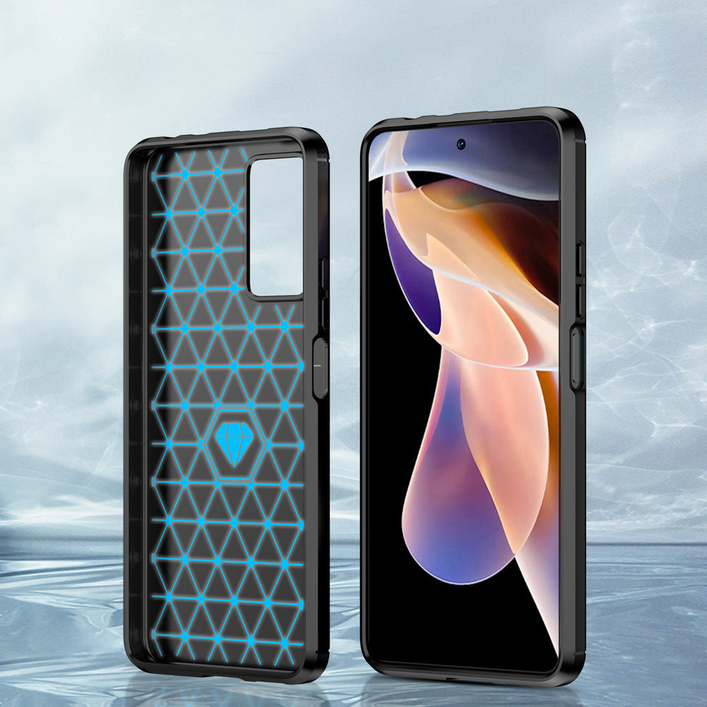 Carbon Case fleksibelt cover til Xiaomi Redmi Note 11 Pro+ 5G (Kina) / 11 Pro 5G (Kina) / Mi11i HyperCharge / Poco X4 NFC sort