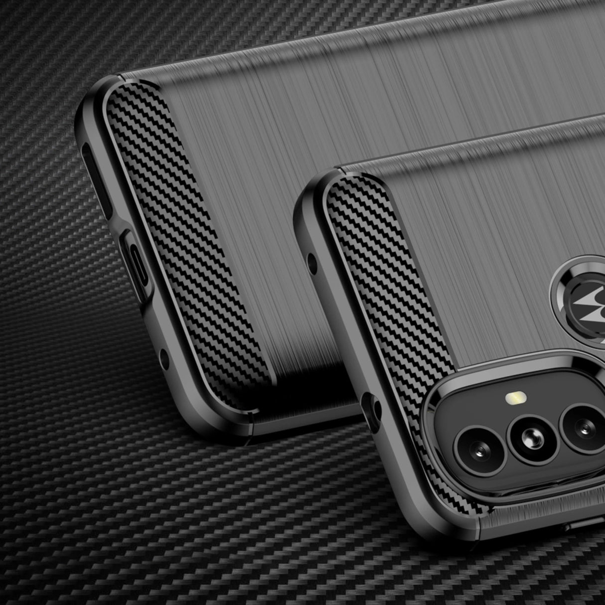 Carbon Case Fleksibel forside til Motorola Moto G Power 2022 sort