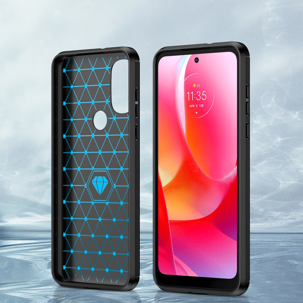 Carbon Case Fleksibel forside til Motorola Moto G Power 2022 sort