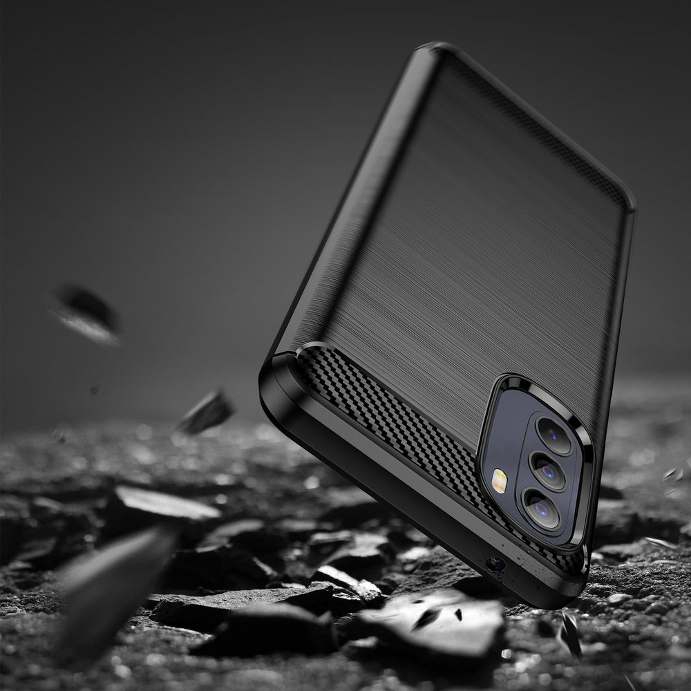 Carbon Case fleksibelt cover til Motorola Moto G Stylus 2022 sort