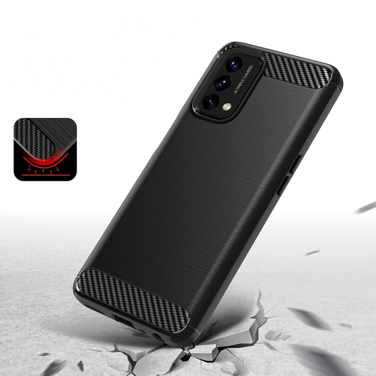 Carbon Case Fleksibel cover til OnePlus Nord N200 5G sort
