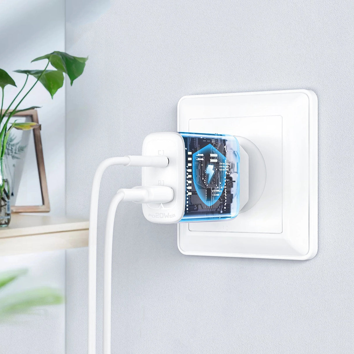 Acefast vægoplader USB Type C / USB 20W, PPS, PD, QC 3.0, AFC, FCP hvid (A25 hvid)