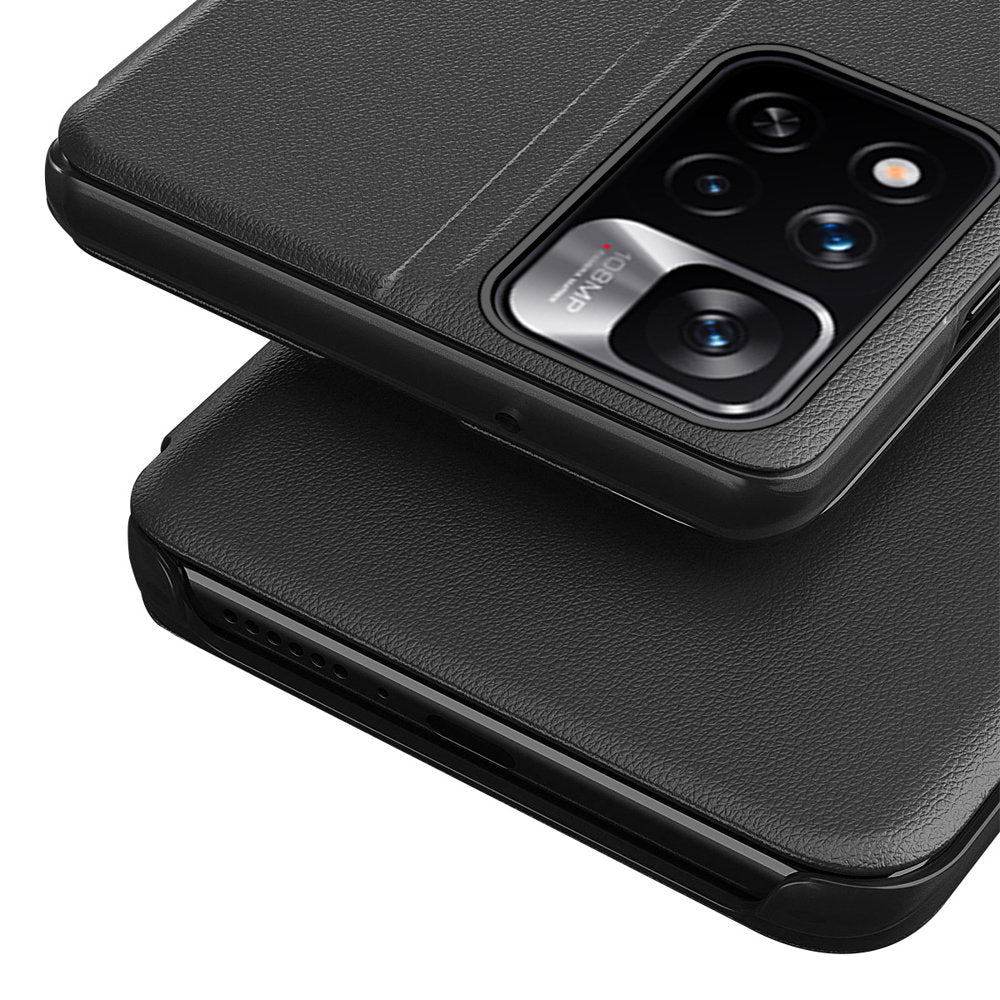 Eco Leather View Case elegant kuffert med flip cover og standfunktion Xiaomi Redmi Note 11 Pro+ 5G (Kina) / 11 Pro 5G (Kina) / Mi11i HyperCharge / Poco X4 NFC 5G rød