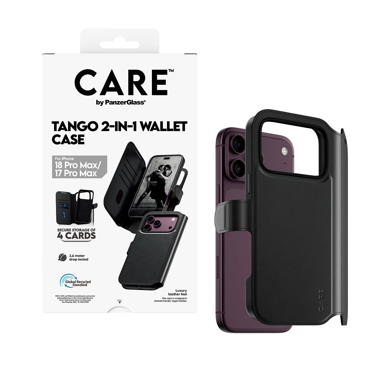 CARE by PanzerGlass Tango 2in1 Black Wallet Case w. MagSafe Apple iPhone 18 Pro Max
