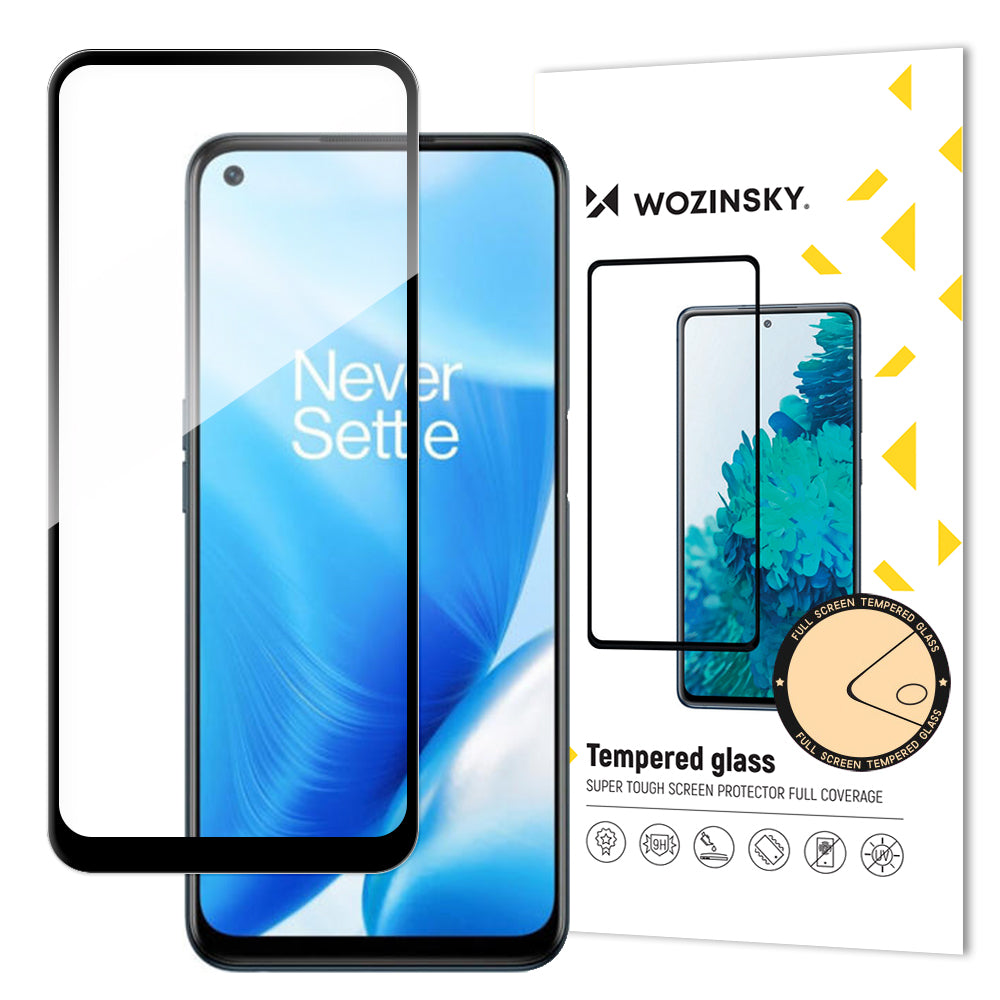 Wozinsky Super Tough Full Glue Tempered Glass Full Screen med Frame Case Vennlig OnePlus Nord N200 5G Black