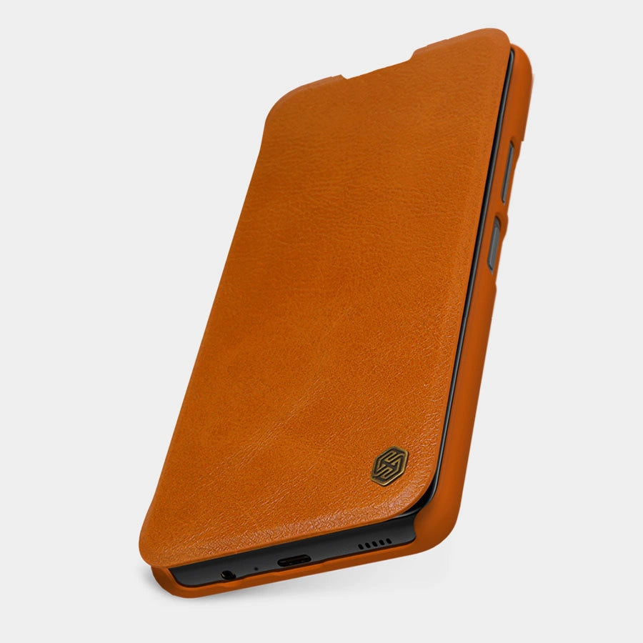 Nillkin Qin Case Case til Xiaomi Redmi Note 11T 5G / Note 11S 5G / Note 11 5G (Kina) / Poco M4 Pro 5G Kamera Cover Holster Cover Flip Case Brown
