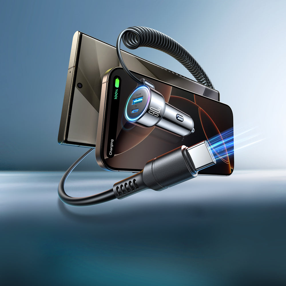 Joyroom JR-CL07 72W 3in1 Biloplader med 1,6m USB-C-kabel Sort