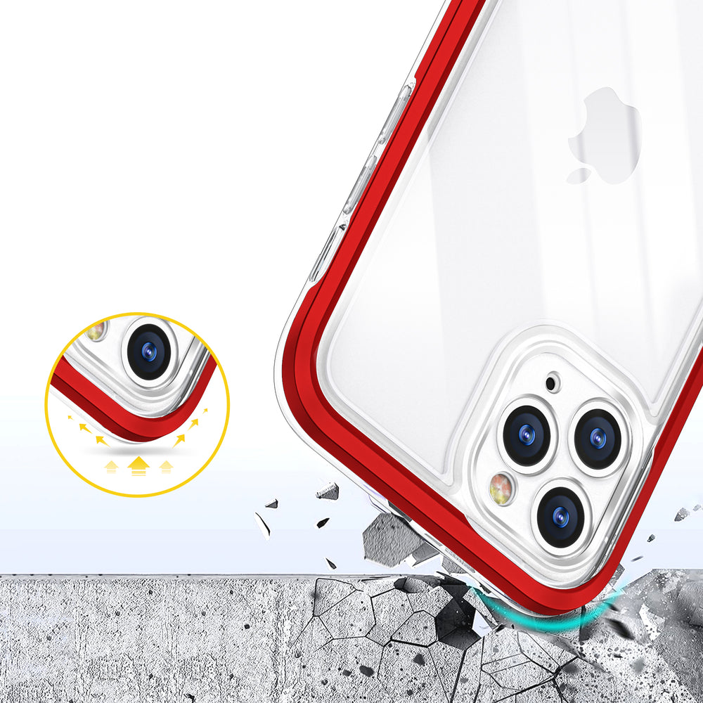 Klar 3in1 Case til iPhone 11 Pro Max Frame Cover Gel Red