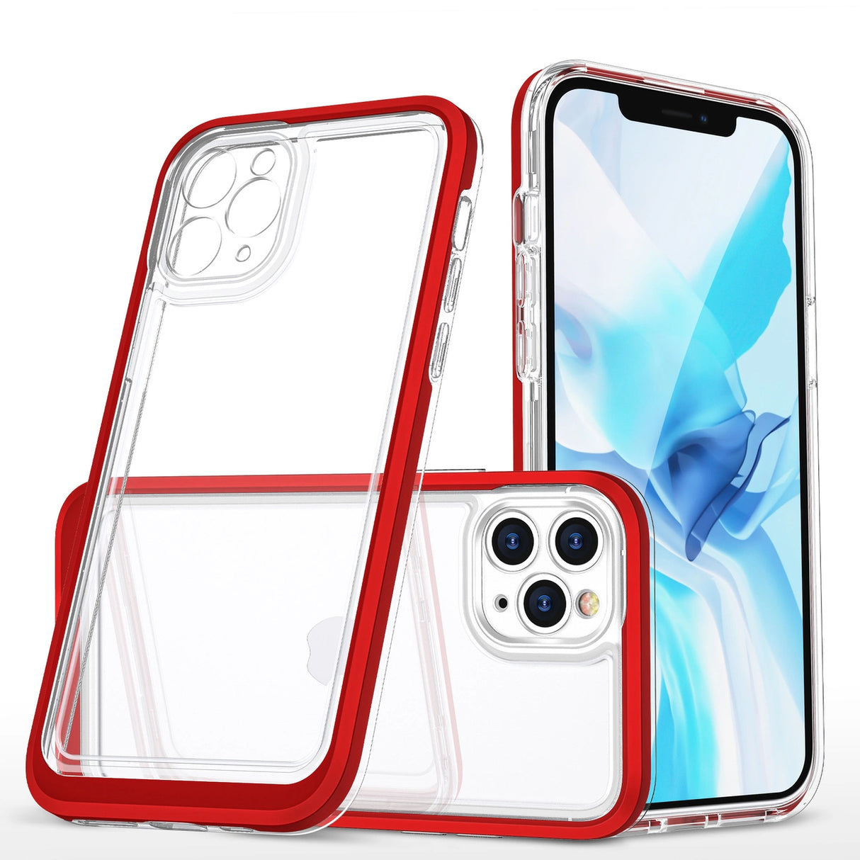 Klar 3in1 Case til iPhone 11 Pro Max Frame Cover Gel Red