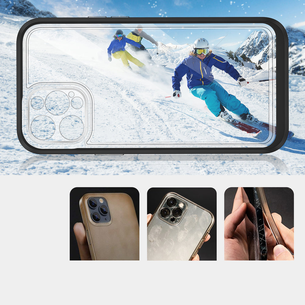 Gennemsigtige 3in1 case til iPhone 12 Pro ramme gel cover sort