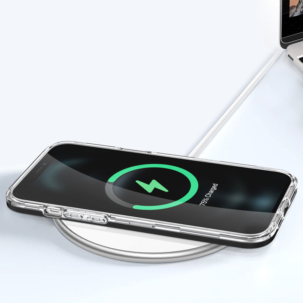Gennemsigtige 3in1 case til iPhone 12 Pro ramme gel cover sort