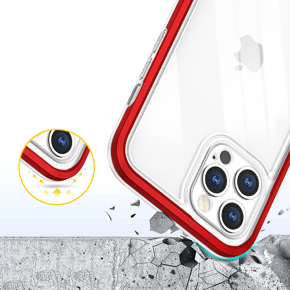 Gennemsigtige 3in1 case til iPhone 12 Pro ramme gel cover rød