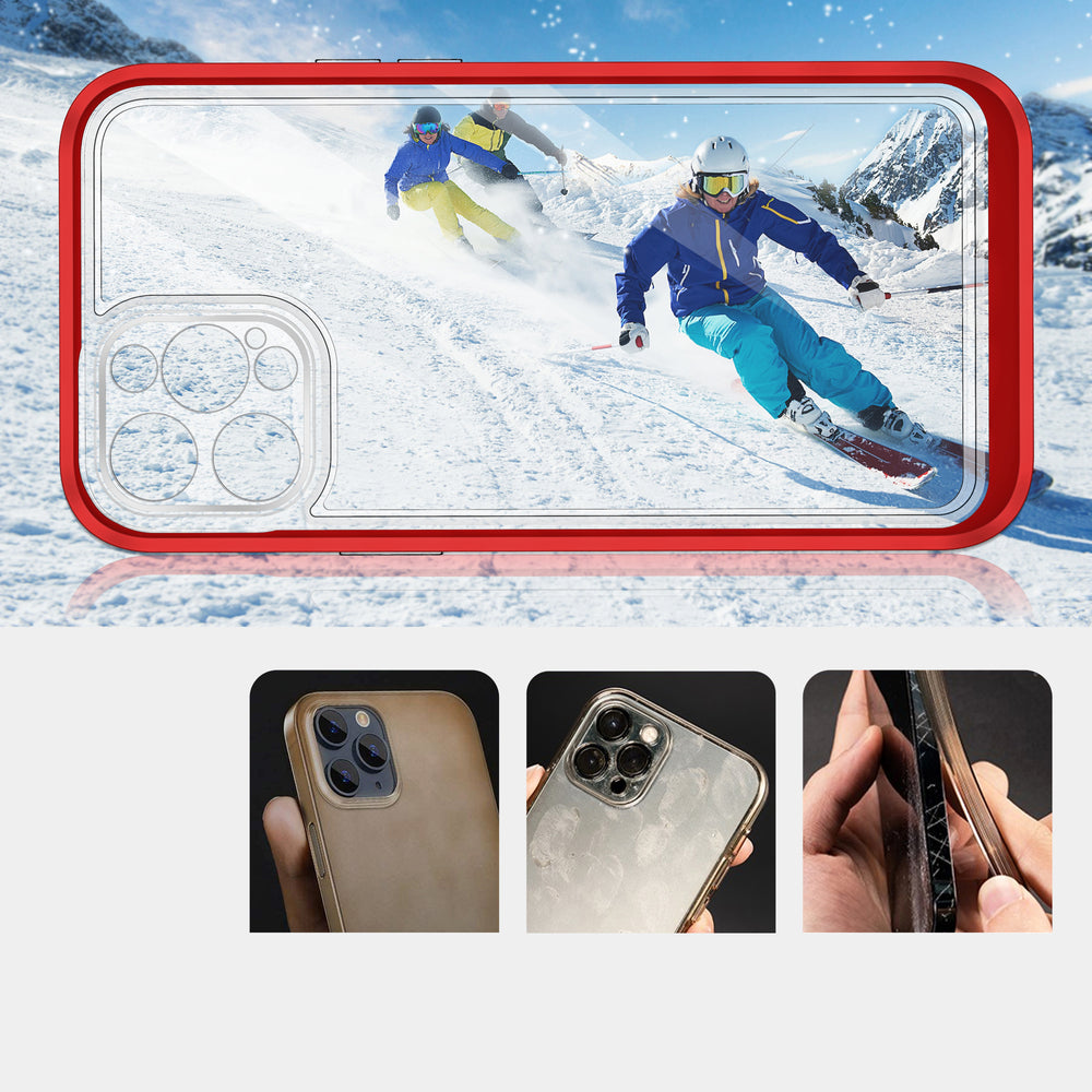 Klar 3in1 Case til iPhone 12 Pro Max Frame Cover Gel Red