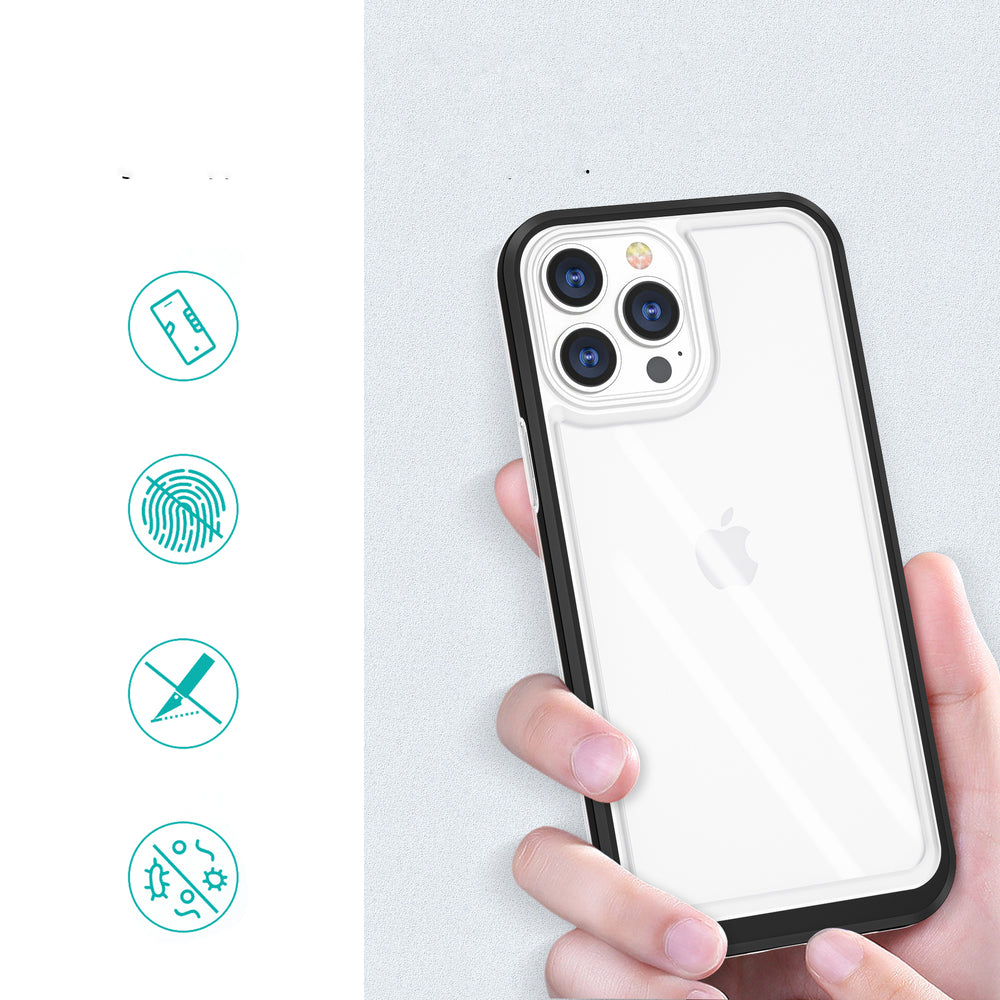 Gennemsigtige 3in1 case til iPhone 13 Pro ramme gel cover sort