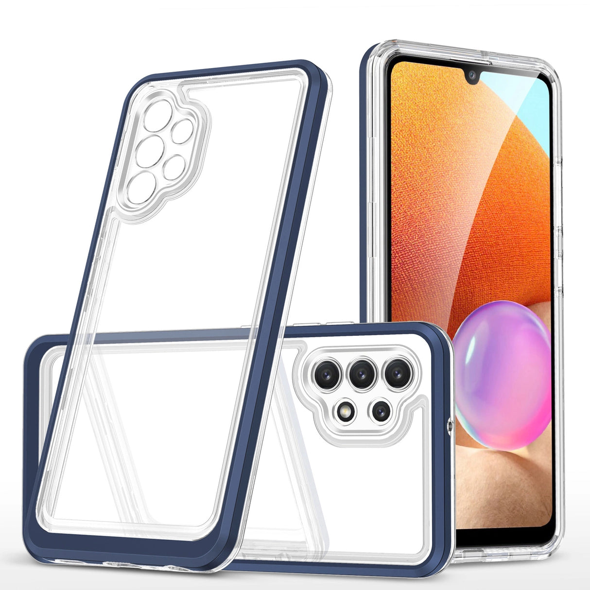 Clear 3in1 Case til Samsung Galaxy A32 5G Frame Gel Cover Blå