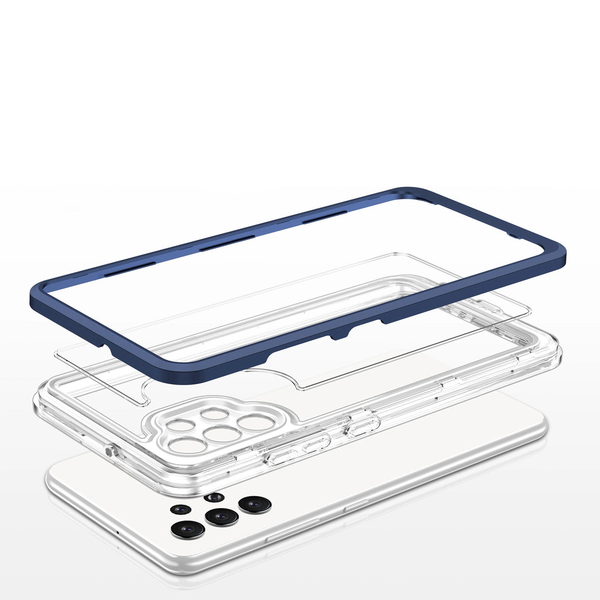 Clear 3in1 Case til Samsung Galaxy A32 5G Frame Gel Cover Blå