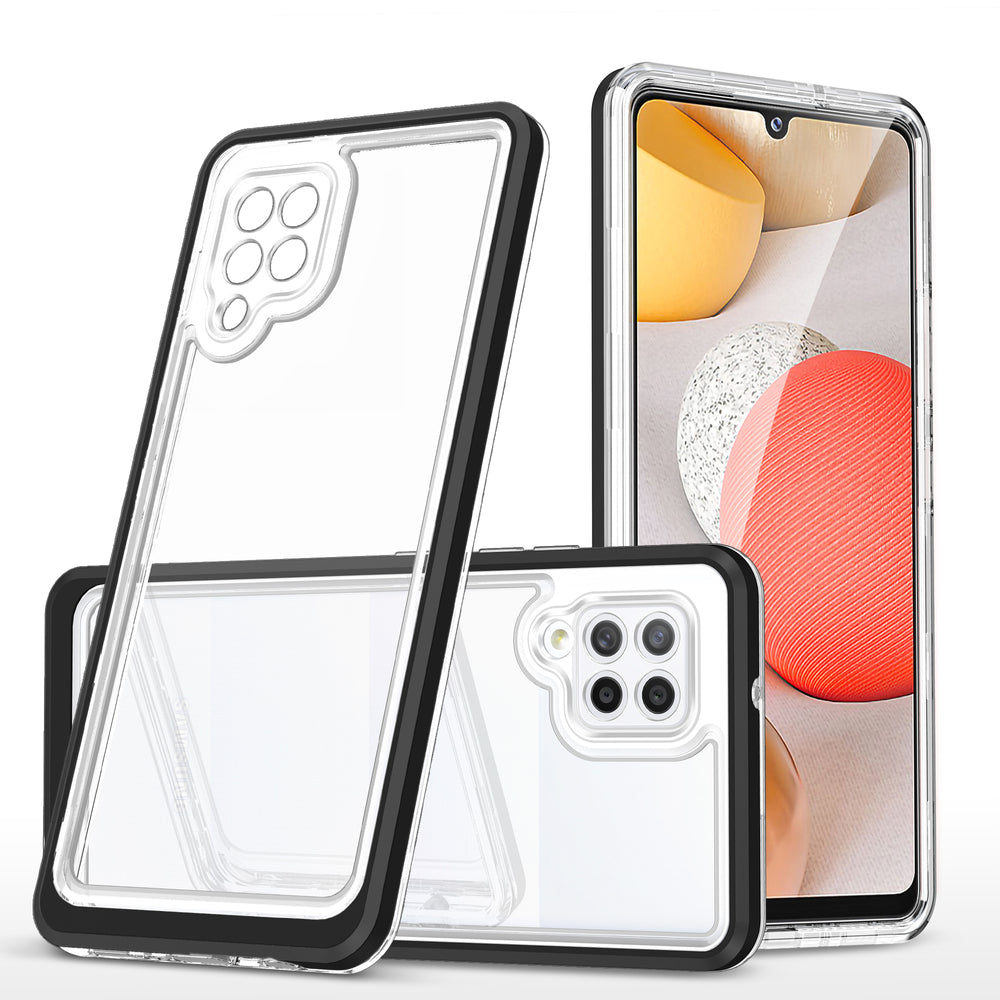 Klar 3in1 Case til Samsung Galaxy A42 5G Frame Gel Cover sort