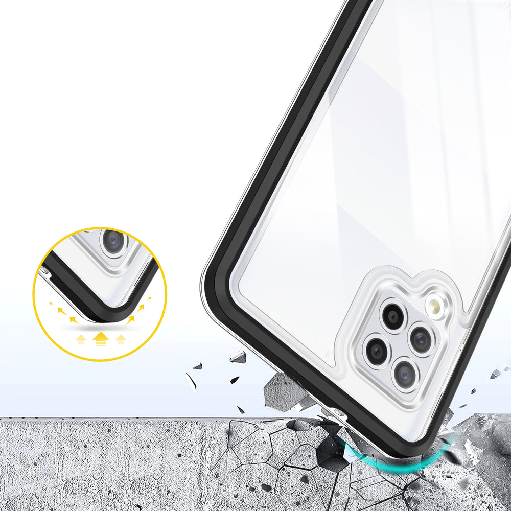 Klar 3in1 Case til Samsung Galaxy A42 5G Frame Gel Cover sort