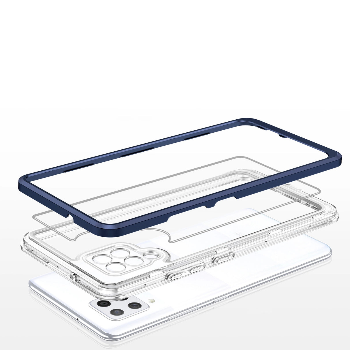 Clear 3in1 Case til Samsung Galaxy A42 5G Frame Gel Cover Blå