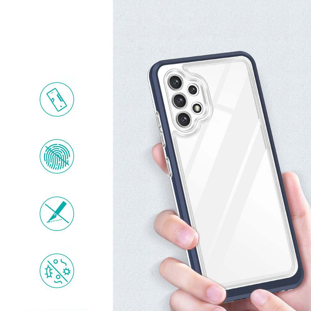 Klar 3in1 Case til Samsung Galaxy A72 4G Frame Gel Cover Blå