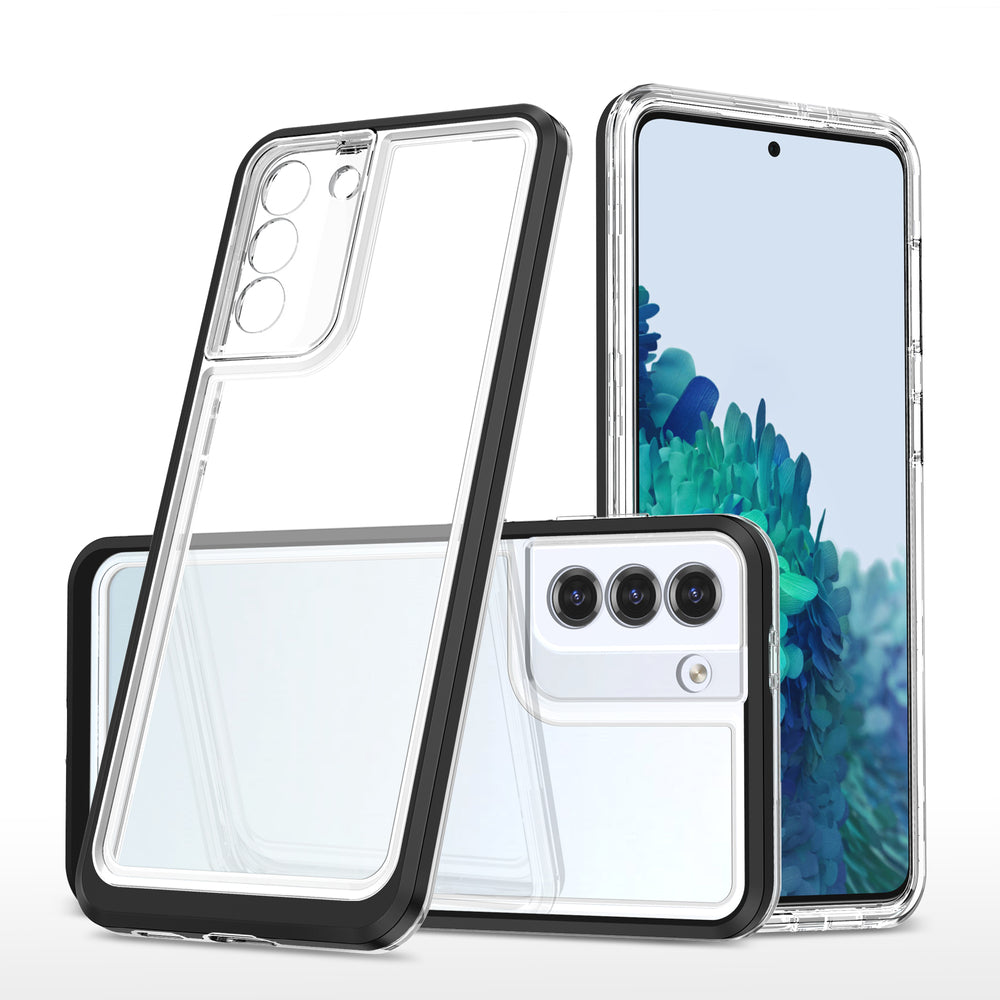 Clear 3in1 Case til Samsung Galaxy S22 + (S22 Plus) Frame Gel Cover sort