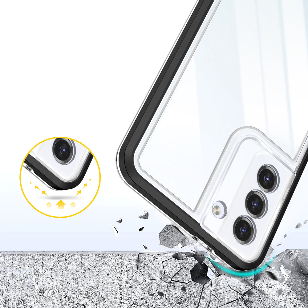 Clear 3in1 Case til Samsung Galaxy S22 + (S22 Plus) Frame Gel Cover sort