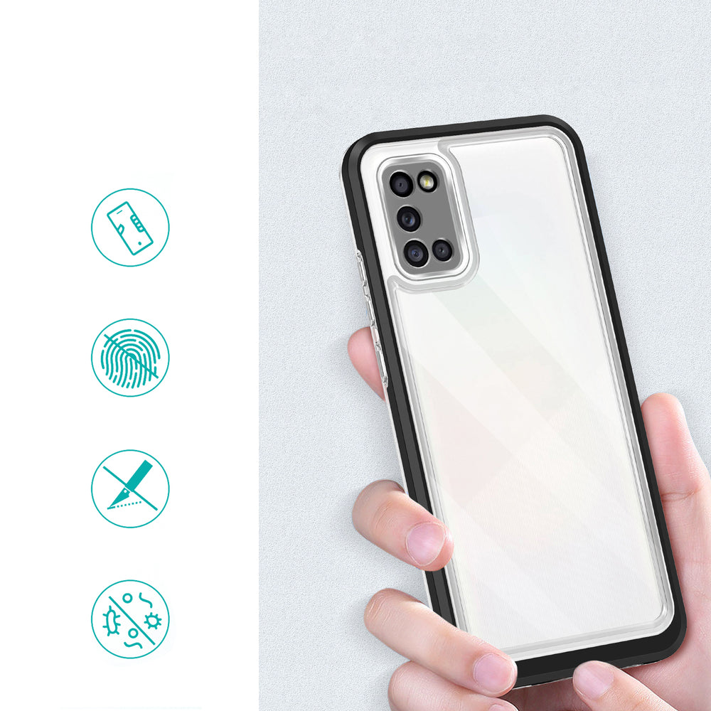 Gennemsigtig 3in1 case til Samsung Galaxy A03s (166) ramme gel cover sort