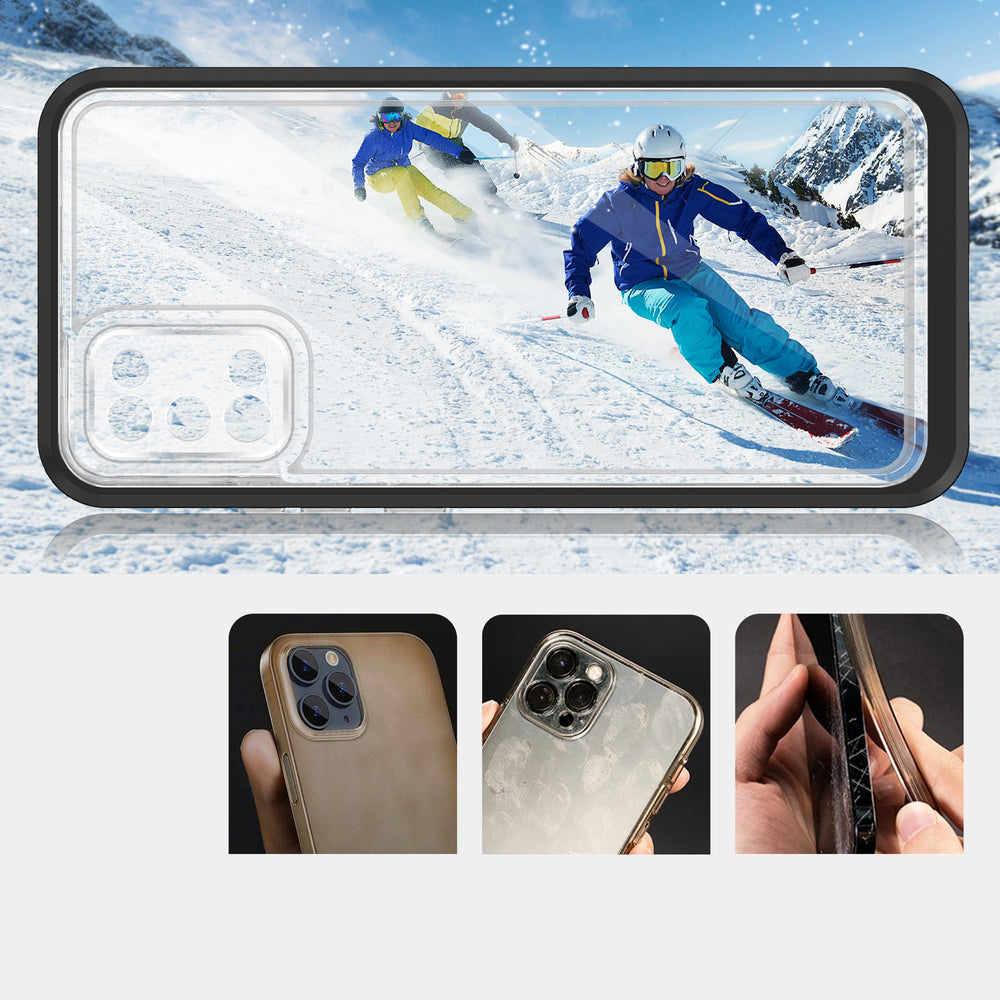 Gennemsigtig 3in1 case til Samsung Galaxy A03s (166) ramme gel cover sort
