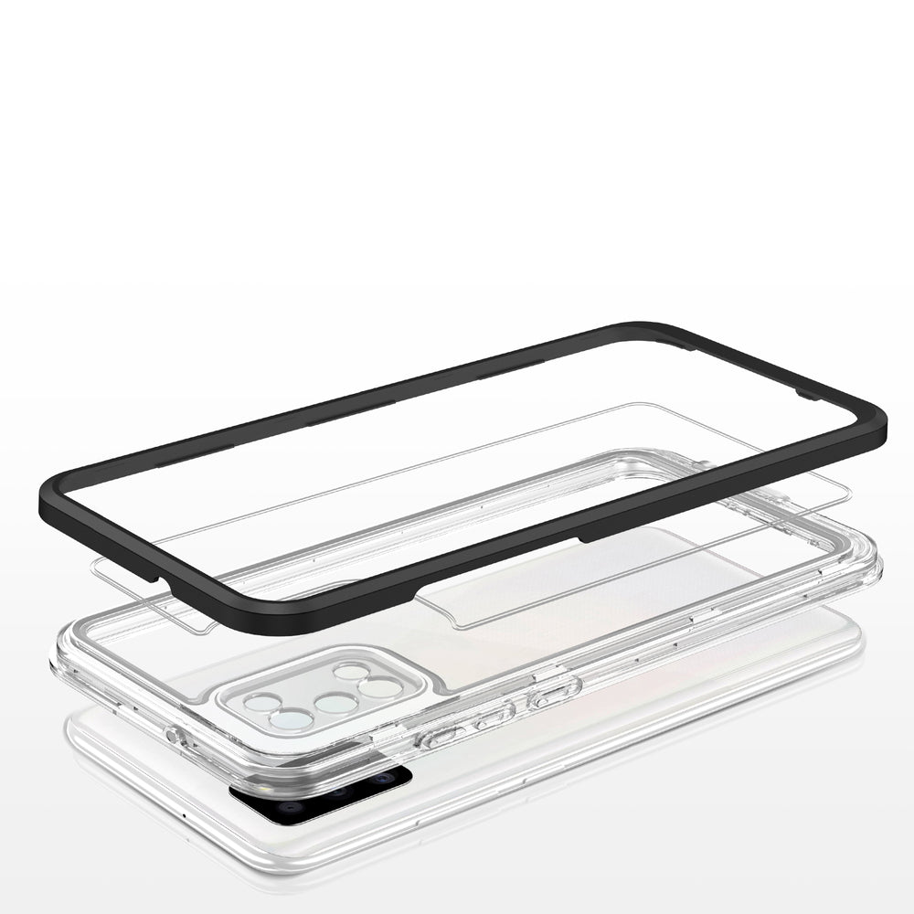 Gennemsigtig 3in1 case til Samsung Galaxy A03s (166) ramme gel cover sort