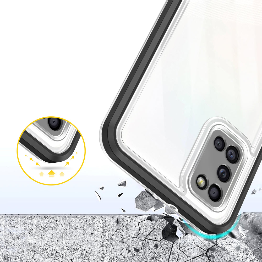 Gennemsigtig 3in1 case til Samsung Galaxy A03s (166) ramme gel cover sort