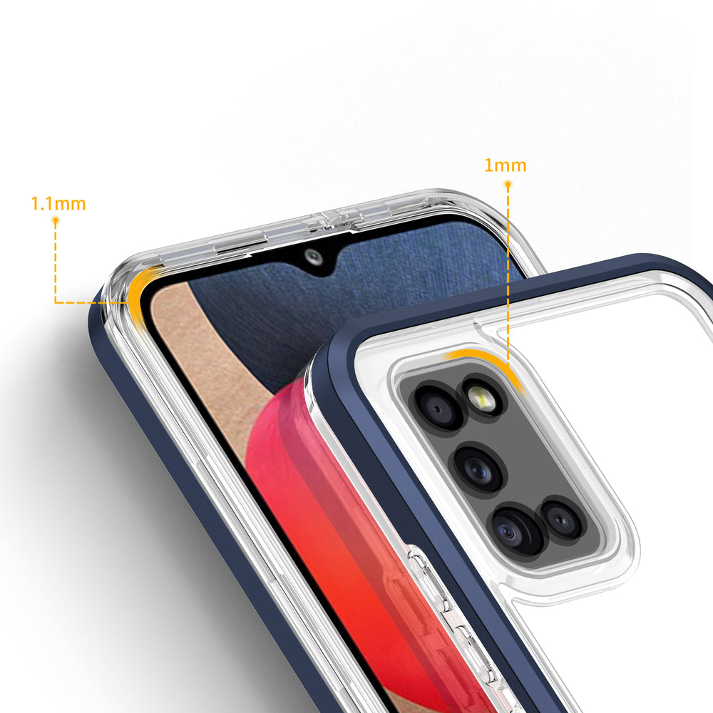 Gennemsigtig 3in1 case til Samsung Galaxy A03s (166) ramme gel cover blå