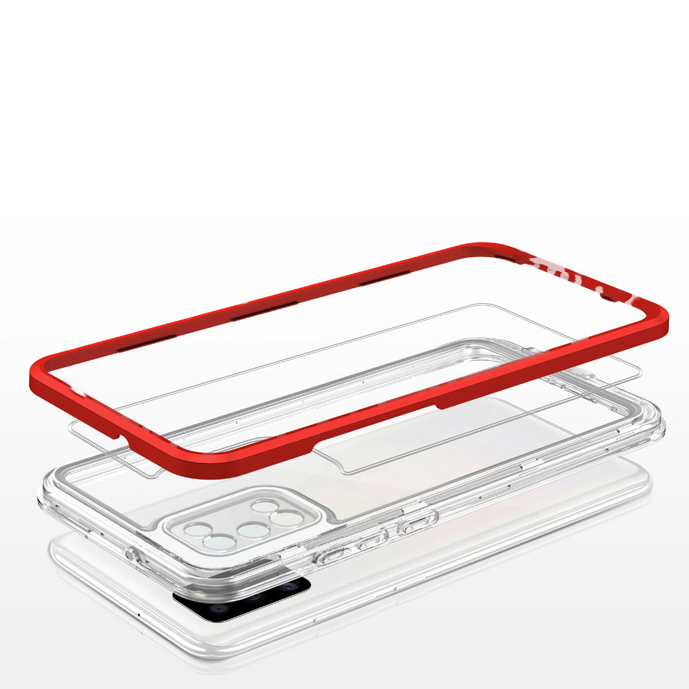 Gennemsigtige 3in1 case til Samsung Galaxy A03s (166) ramme gel cover rød