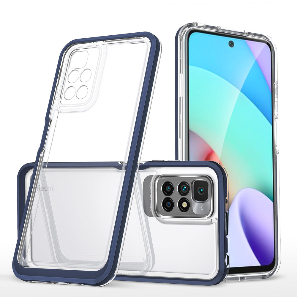 Klar 3in1 Case til Xiaomi Redmi 10 Frame Gel Cover Blå