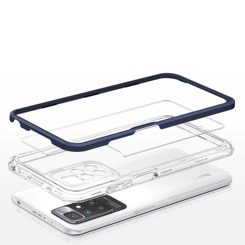 Klar 3in1 Case til Xiaomi Redmi 10 Frame Gel Cover Blå