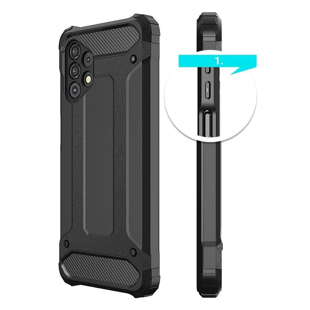 Hybrid Armor Case Tough Rugged Cover til Samsung Galaxy A73 sort