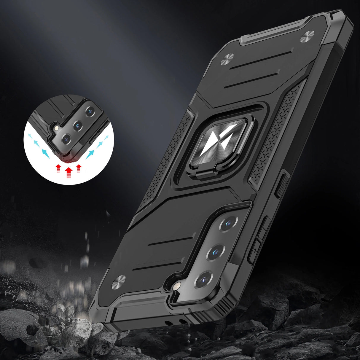 Wozinsky Ring Armor robust hybrid case cover + magnetisk holder til Samsung Galaxy S22 blå