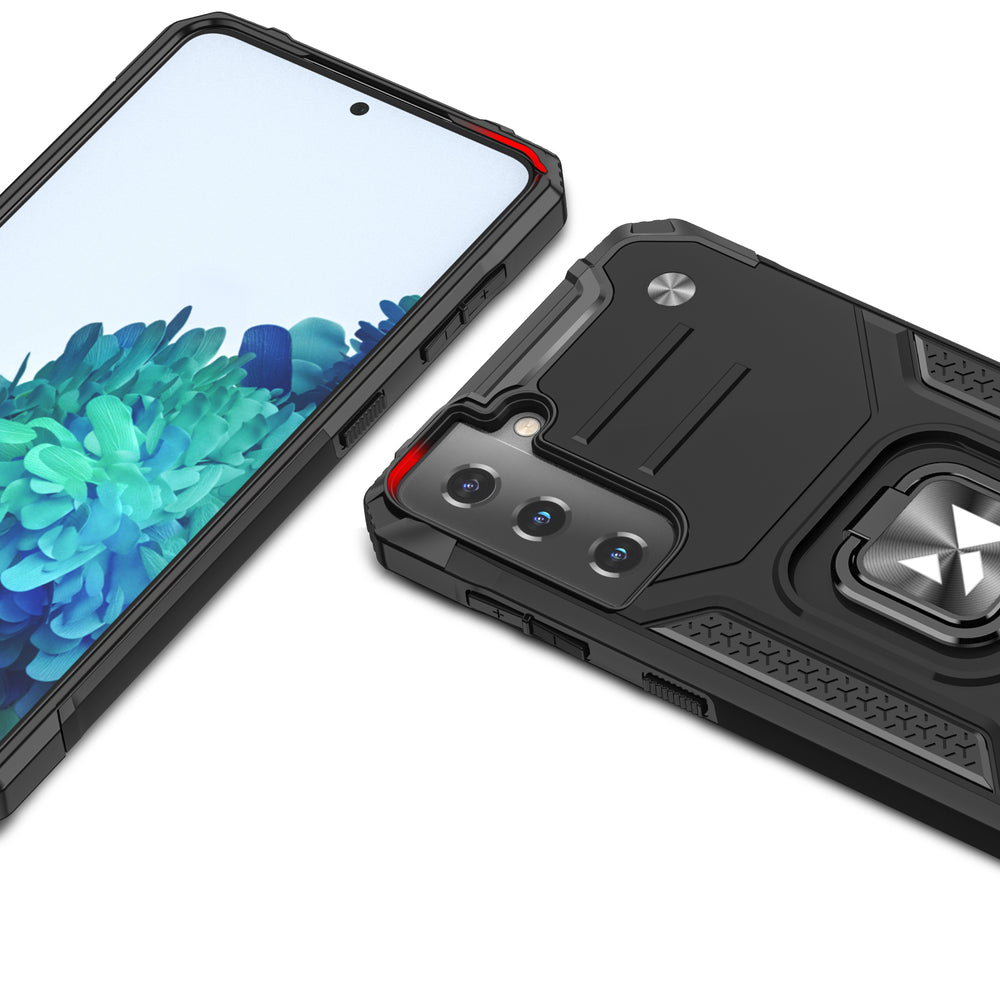 Wozinsky Ring Armor Tough Hybrid Case Cover + Magnetisk Mount til Samsung Galaxy S22 + (S22 Plus) Rød