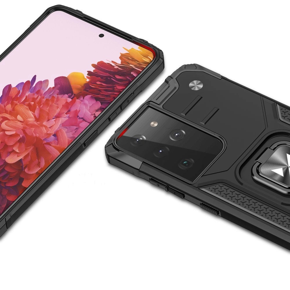 Wozinsky Ring Armor robust hybrid case cover + magnetisk holder til Samsung Galaxy S22 Ultra rød