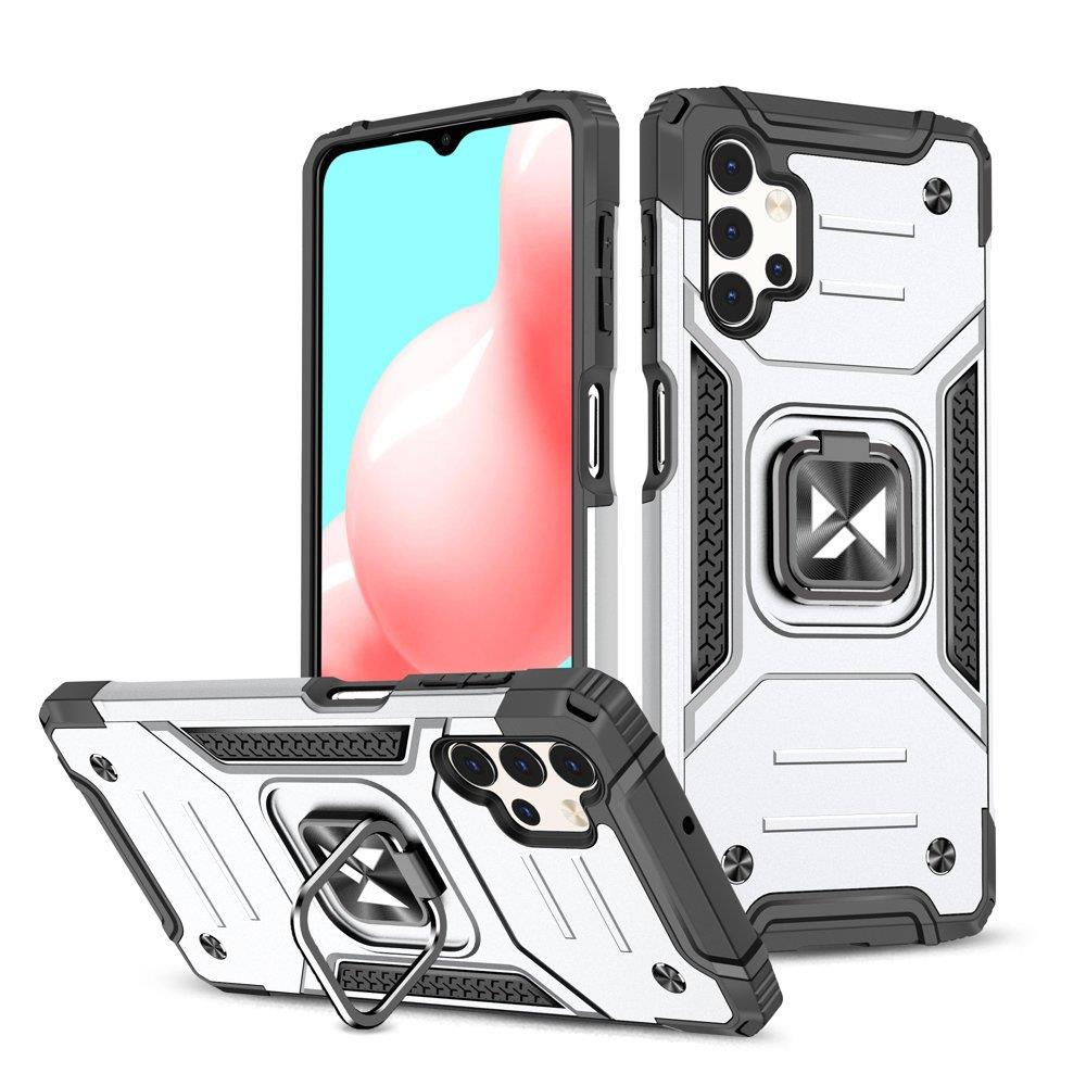 Wozinsky Ring Armor robust hybrid case cover + magnetisk holder til Samsung Galaxy A73 sølv