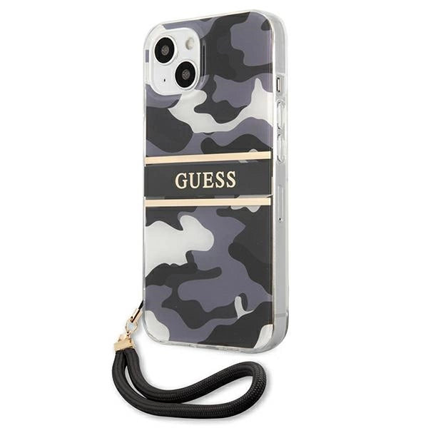 Guess GUHCP13MKCABBK iPhone 13 6.1" sort/sort hardcase Camo Strap Collection
