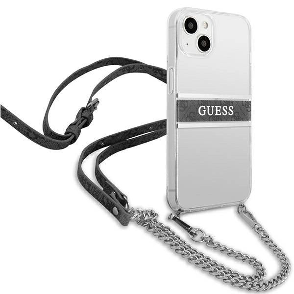 Guess GUHCP13SKC4GBSI iPhone 13 mini 5.4" Transparent hardcase 4G Gray Strap Silver Chain
