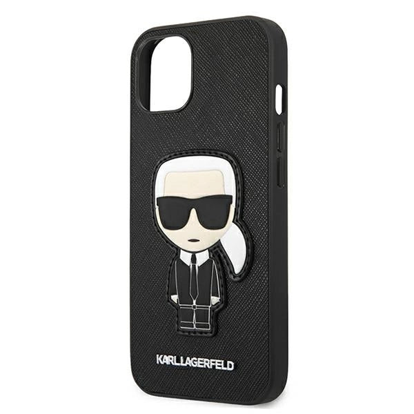 Karl Lagerfeld Saffiano Ikonik Karl's Patch Case for iPhone 13 mini - Black