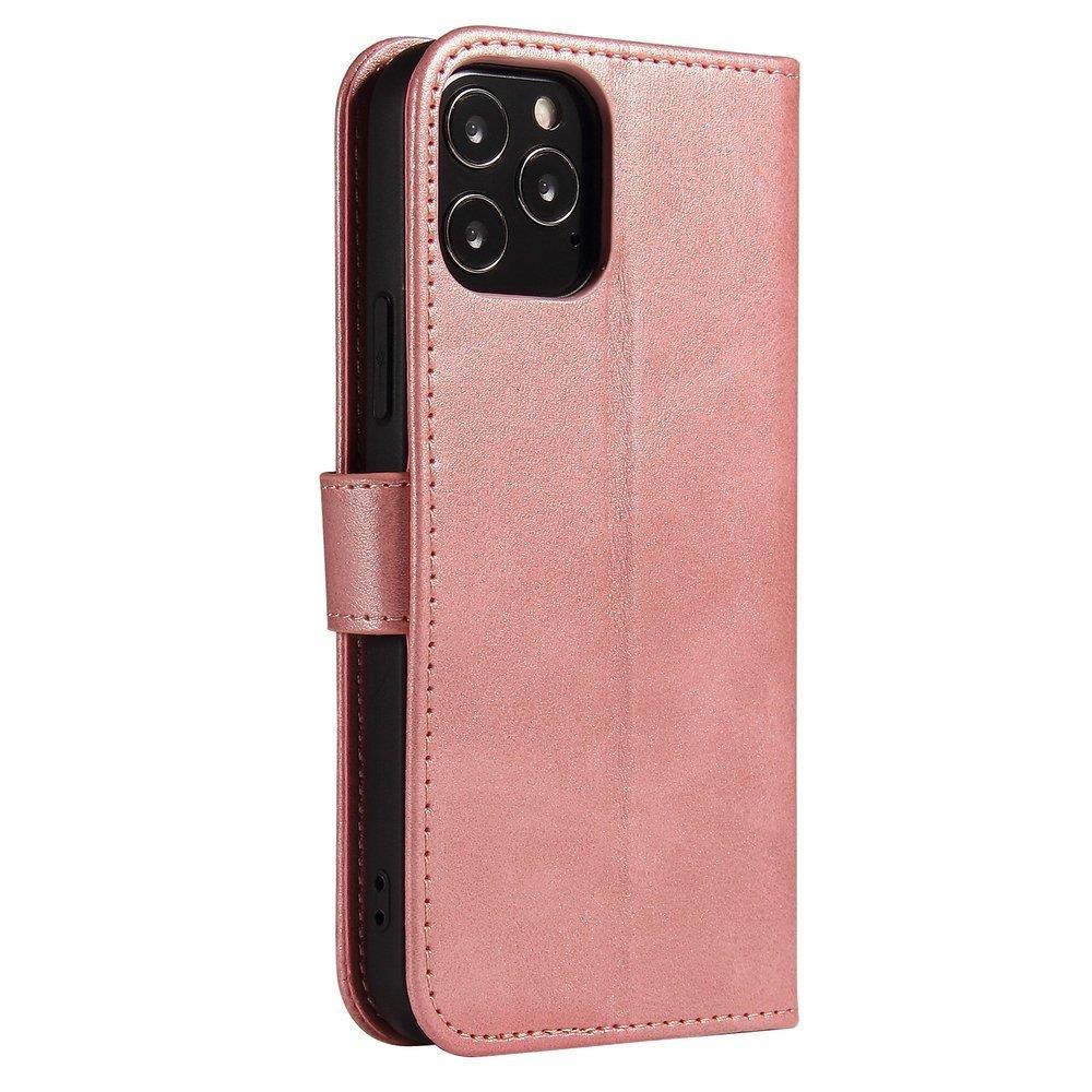 Magnet Case elegant case case cover med en flap og stand funktion Poco M4 Pro 5G lyserød