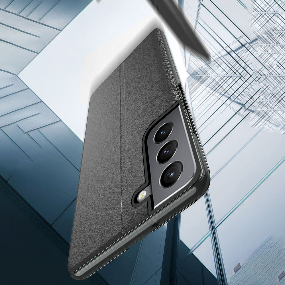 Eco Leather View Case elegant kuffert med flip-cover og standfunktion til Samsung Galaxy S22 + (S22 Plus) blå